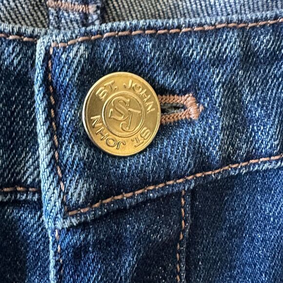 St. John Womens Bootcut Golden Embellished Rhinestone Heart Pocket Jeans Size 14 - Picture 3 of 8